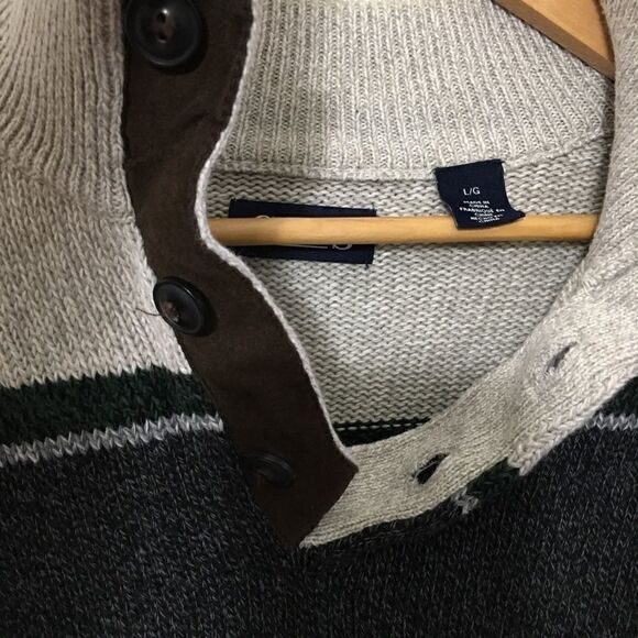 Chaps Knit pullover! Vibrant Kelly Green & Grey - Picture 2 of 4